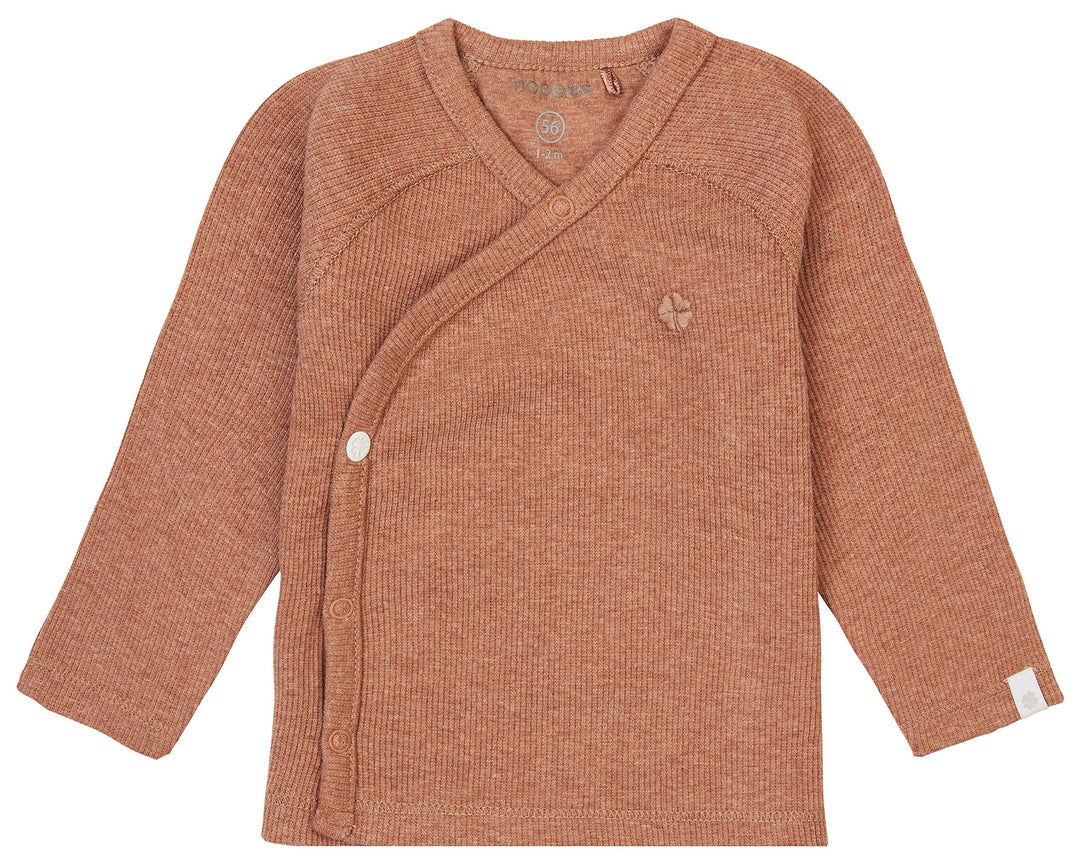 Noppies Unisex Baby U Tee Overlap Ls Rib Nanyuki T-Shirt, Cafe Au Lait Melange - N090