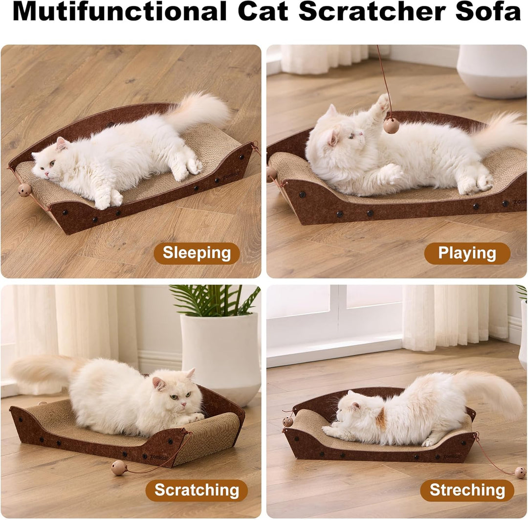 Kratzbrett für Katzen, 66cm - grosses Katzenkratzbretter aus hochwertiger Pappe, Katzenkratzpads mit