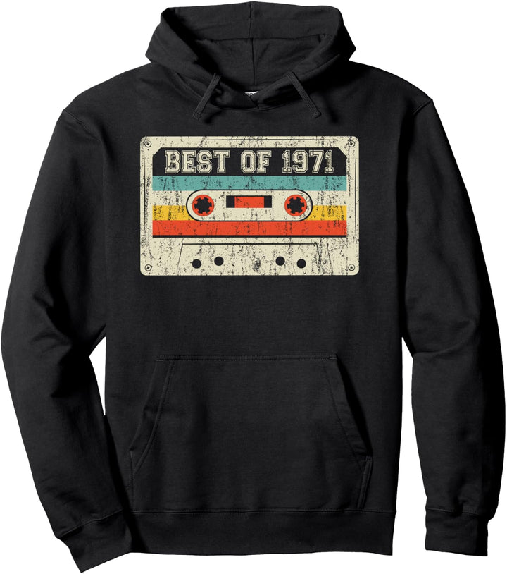 50th Birthday Gifts Retro Best Of 1971 Cassette Tape Vintage Pullover Hoodie