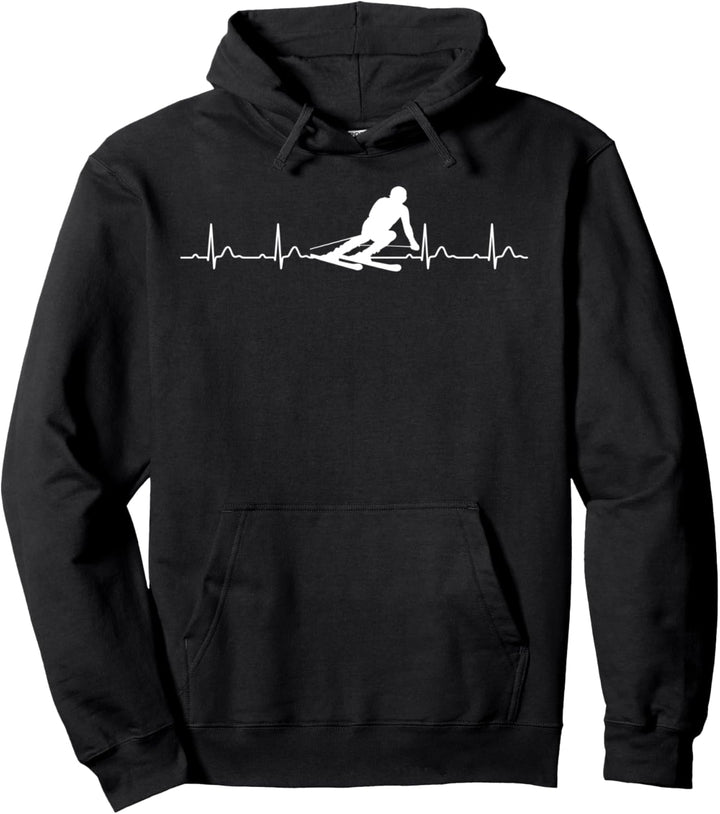 Skifahren Herzschlag Heartbeat Skifahrer Geschenk Pullover Hoodie