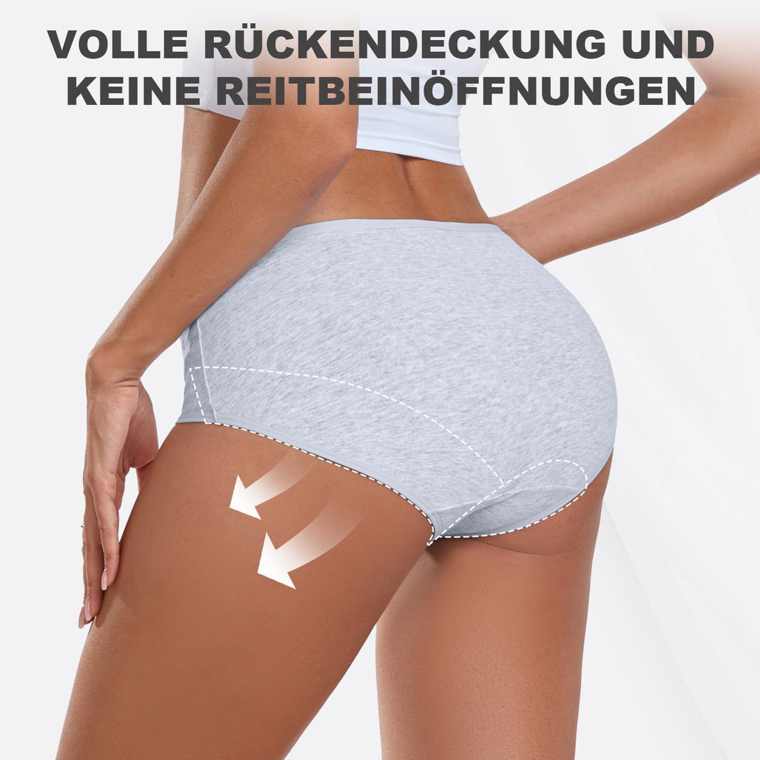 coskefy Unterhosen Damen, 6er Pack Slips Damen Baumwolle, Bequeme Frauen Unterwäsche, Atmungsaktiv P