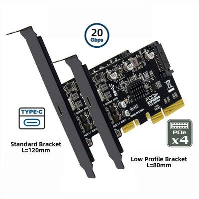 CY PCIe auf USB C Adapter,USB 3.2 Gen2 Typ-C auf PCI-E 4X Express Card Adapter für Motherboard 20Gbp