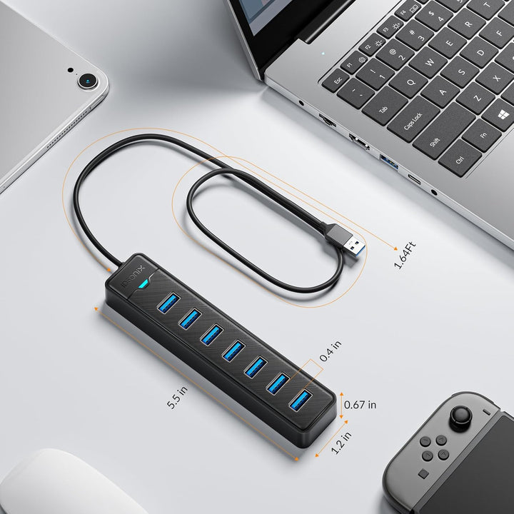 iDsonix USB Hub 3.0, 7 Ports USB Hub [0.5m] USB Verteiler Multiport Adapter USB Splitter 5Gbps Data