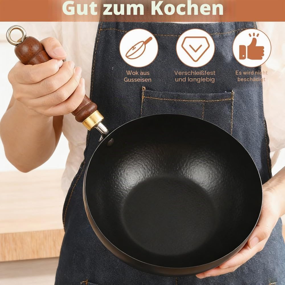 Handgefertigter Wok, Geschmiedete Unbeschichtete Eisenpfanne, Grosser Bauchtopf für verschiedene kul