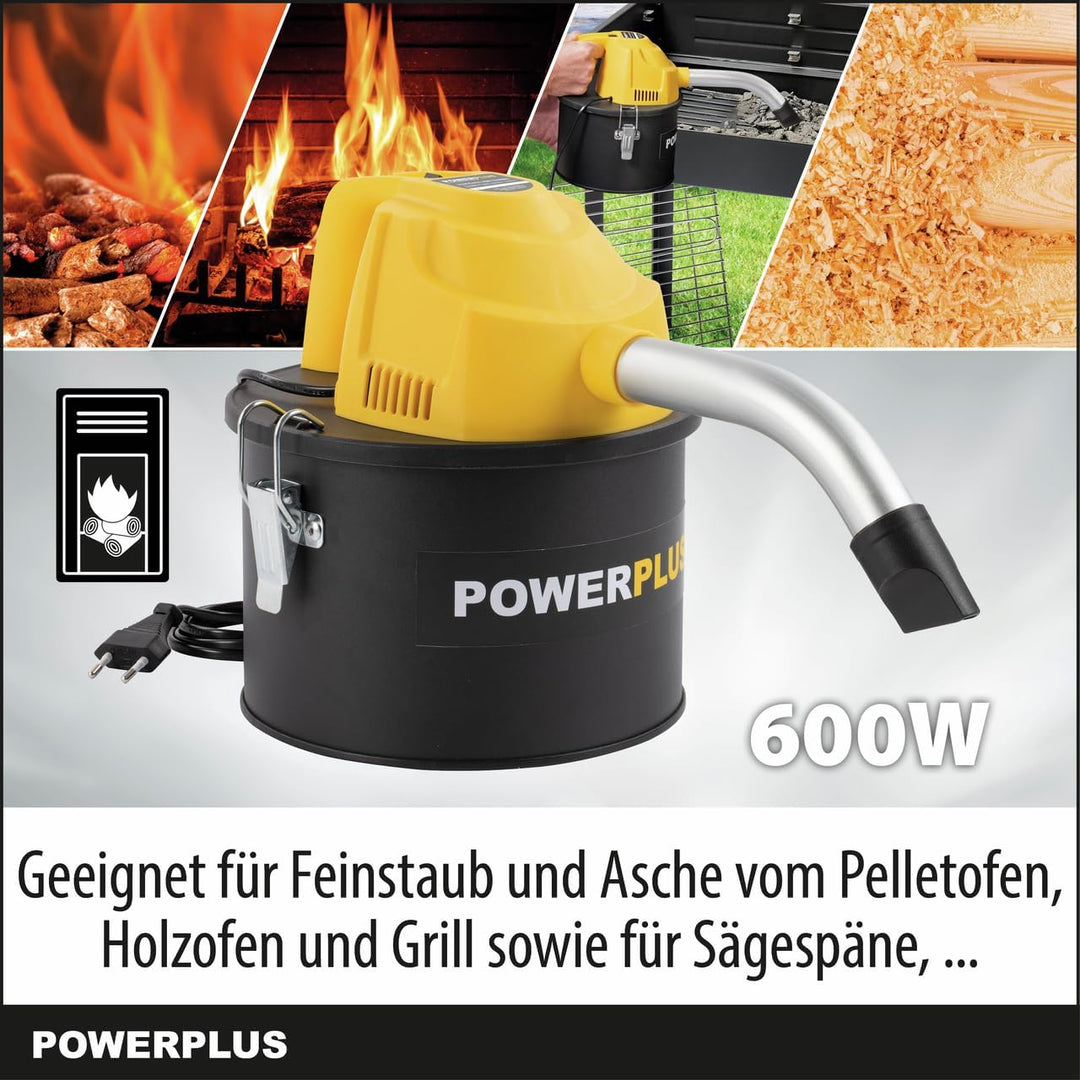 POWERPLUS Power Plus elektrischer Aschesauger POWX3004-600W kompakter Aschestaubsauger für Kamin, Of