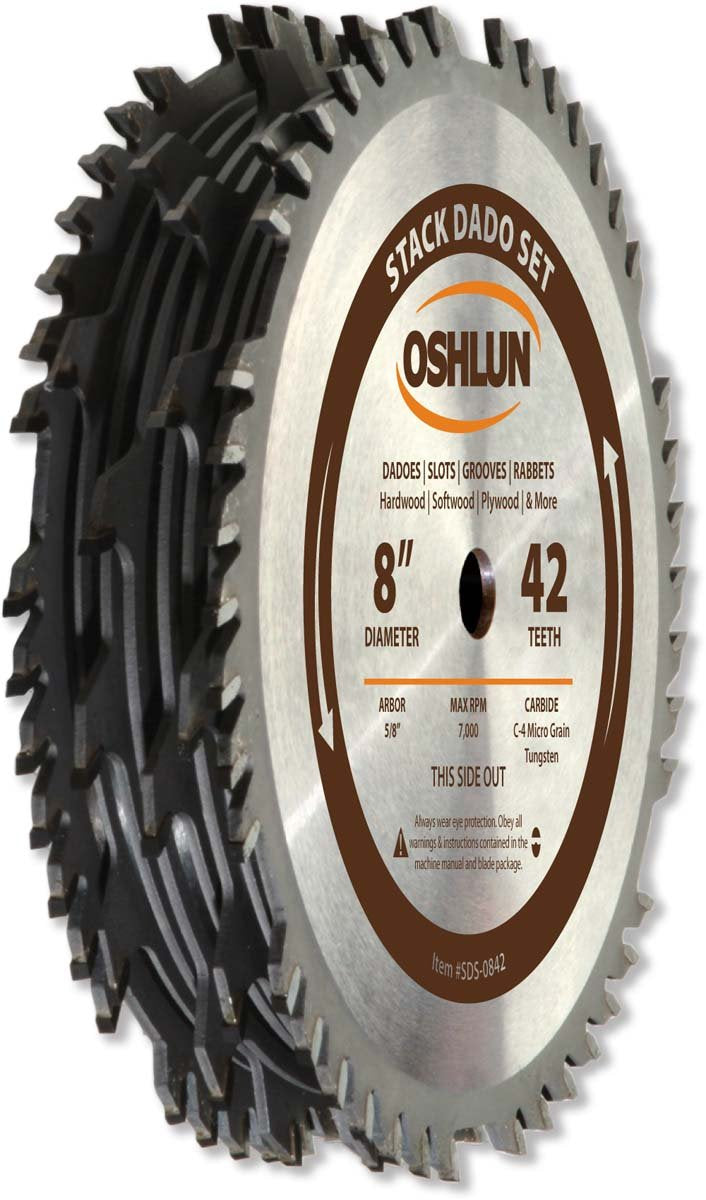 Oshlun SDS-0842 20,32 cm, 42 Zähne, Dado-Set mit 12,8/20,32 cm Dorn 8-Inch Dado, 8-Inch Dado