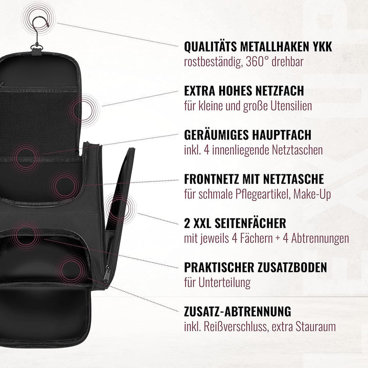 LEXXUP Kosmetiktasche XXL Kulturbeutel zum Aufhängen [11L Stauraum] 1 STK Kulturtasche Damen Kulturb