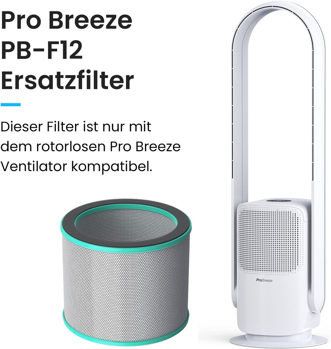 Pro Breeze Ersatzfilter für den 2-in-1 Luftreiniger und Rotorlosen Ventilator (PB-F12) - HEPA H13, F