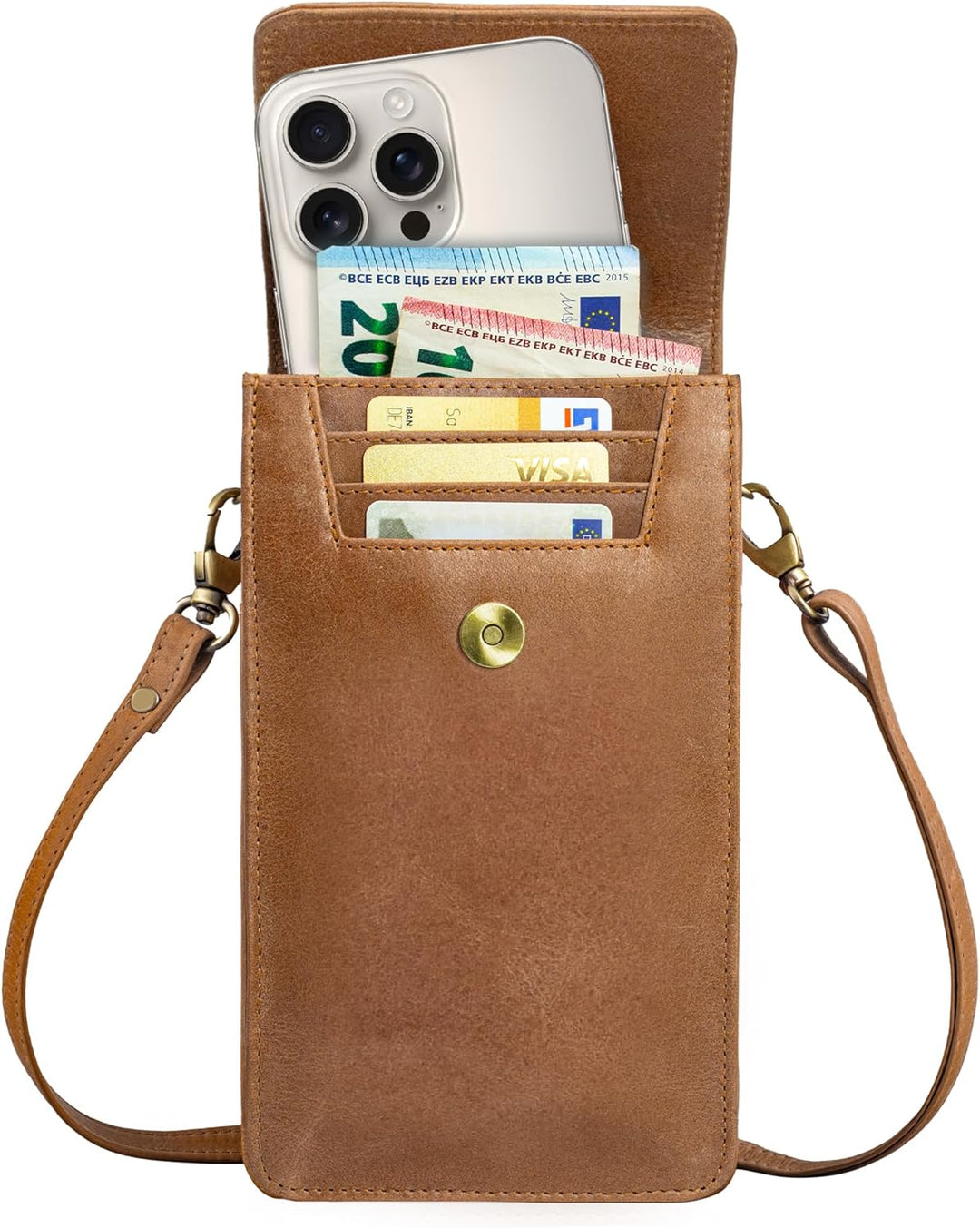 STILORD "Imola Echtleder Handytasche 7 Zoll Damen Herren Vintage Umhängetasche Brustbeutel Leder Dam