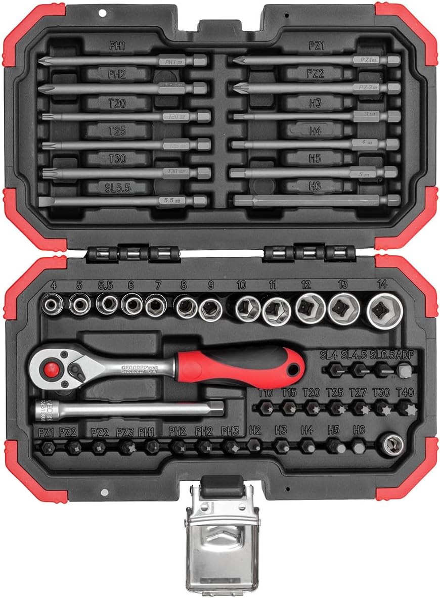 GEDORE red Bit-Satz 1/4 Zoll 51-teilig (PH, PZ, TX, IN, SL), inkl. Lang-Bits