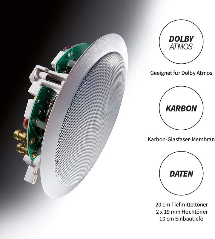 Magnat Interior IC 82, 2-Wege Decken-Einbaulautsprecher, Einbaulautsprecher für die Decke Interior I