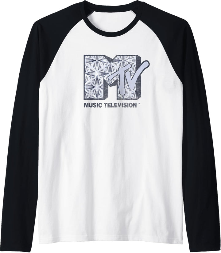 MTV Music Television Shibori Fill Logo Raglan