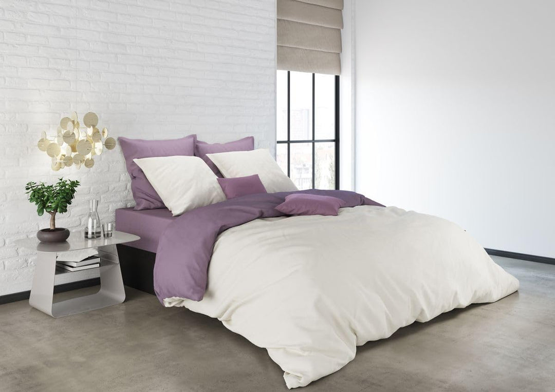 MISTRAL HOME Uni Einfarbig Wende Bettwäsche Edel Perkal 100% Ägyptische Baumwolle, Farbe:Pristine-Li