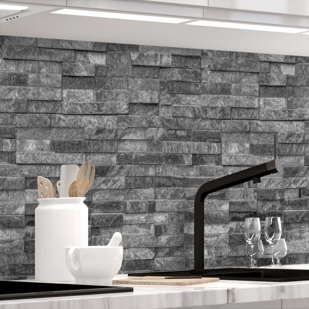 StickerProfis Küchenrückwand selbstklebend Glasoptik - STEINWAND Luxury - 1.8mm, Versteift, alle Unt