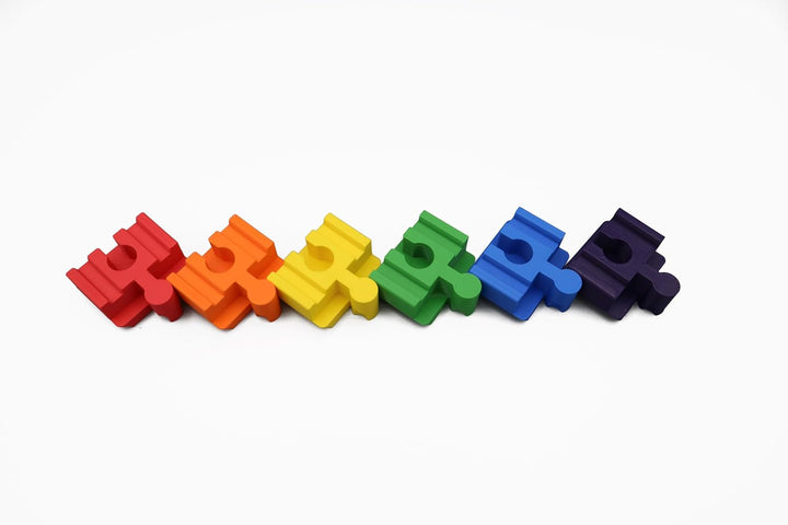 missing piece - Duplo-Adapter für Holzeisenbahnen (12 Stück) (Regenbogen), Regenbogen