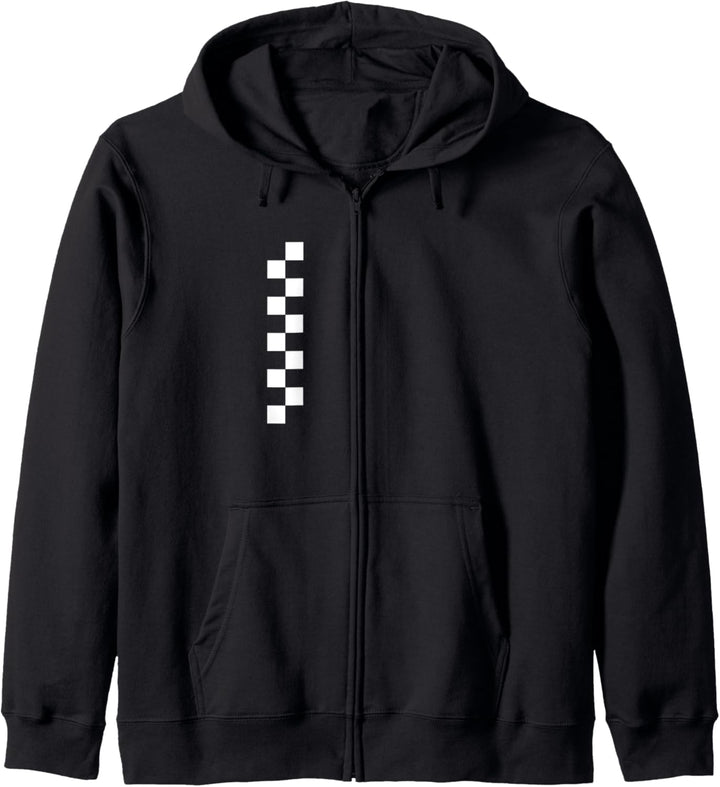 Black White Taxi Stripes Accordion Buttonboard Kapuzenjacke