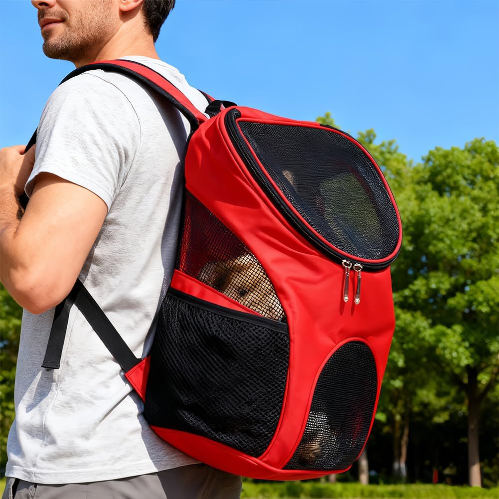 Pet Hunderucksack, Outdoor Haustierrucksack Netzfenster Haustier Rucksack Tragbare Hunde Katzentasch