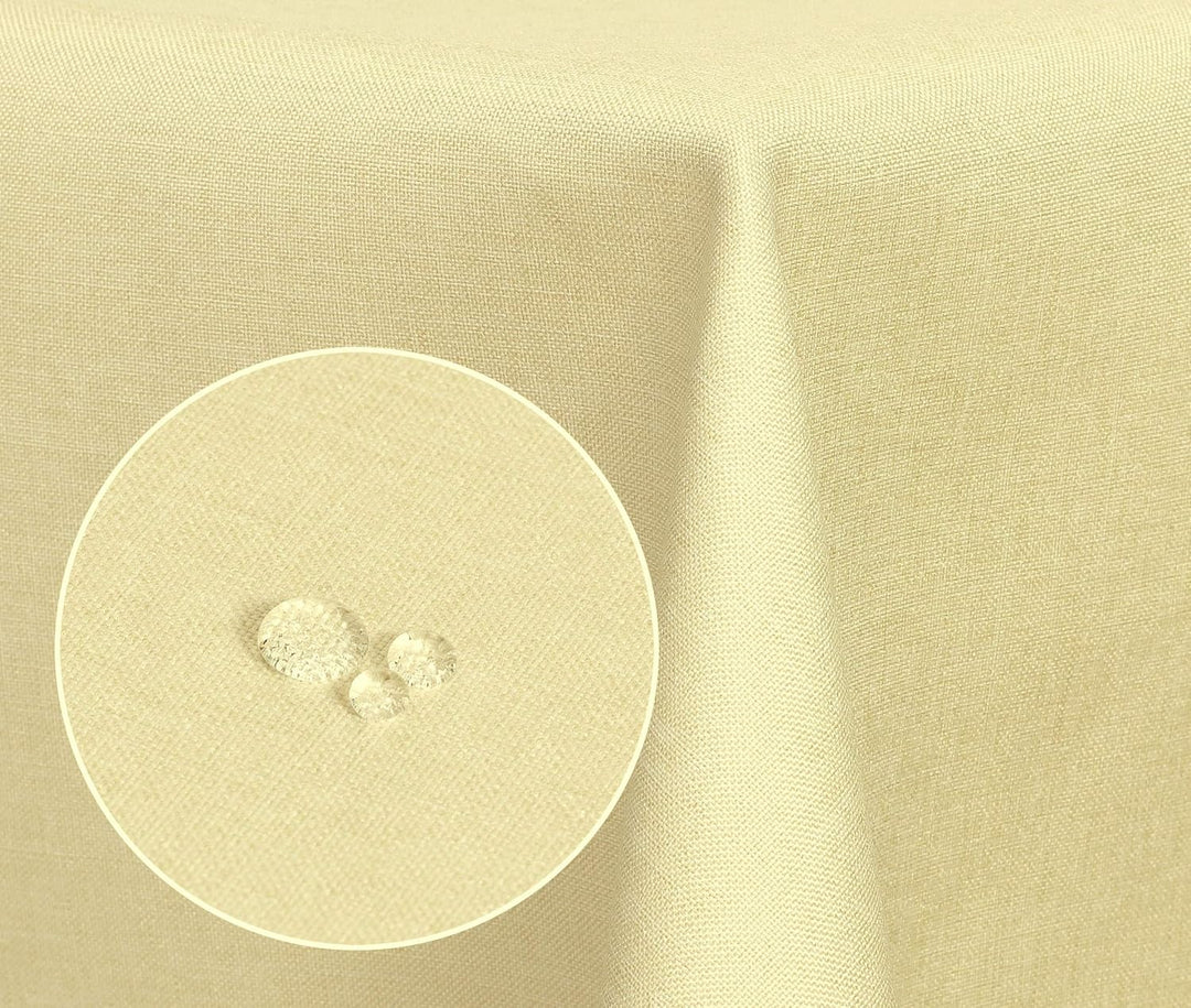 Textil Tischdecke - Leinen Optik - wasserabweisend oval (Ecru, oval 135x180) Ecru oval 135x180, Ecru