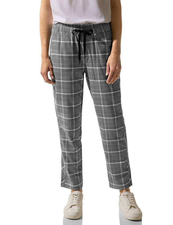 Street One Damen Joggpants Kariert 34W / 28L Pure Grey, 34W / 28L Pure Grey