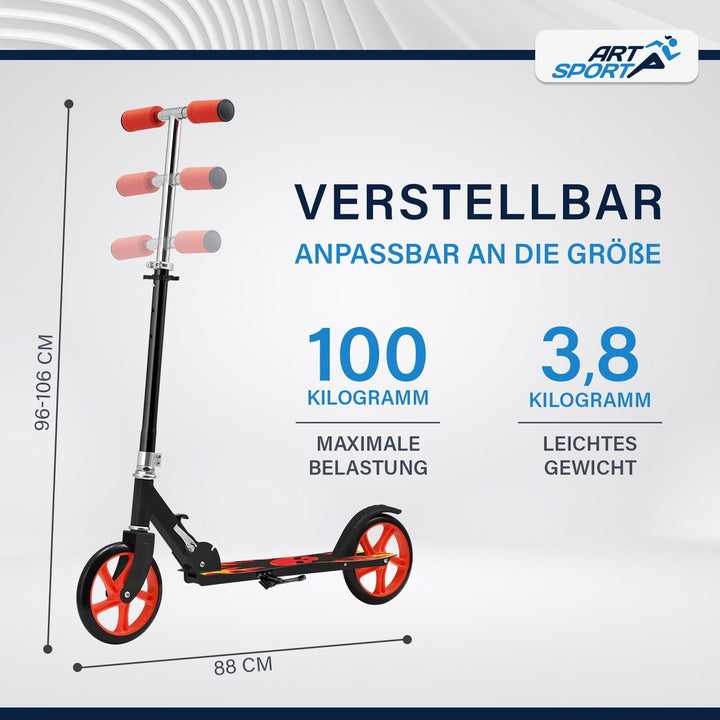 ArtSport Cityroller Scooter mit Big Wheel Räder & Tragegurt - Für Kinder ab 3 Jahren - 4 Designs 88