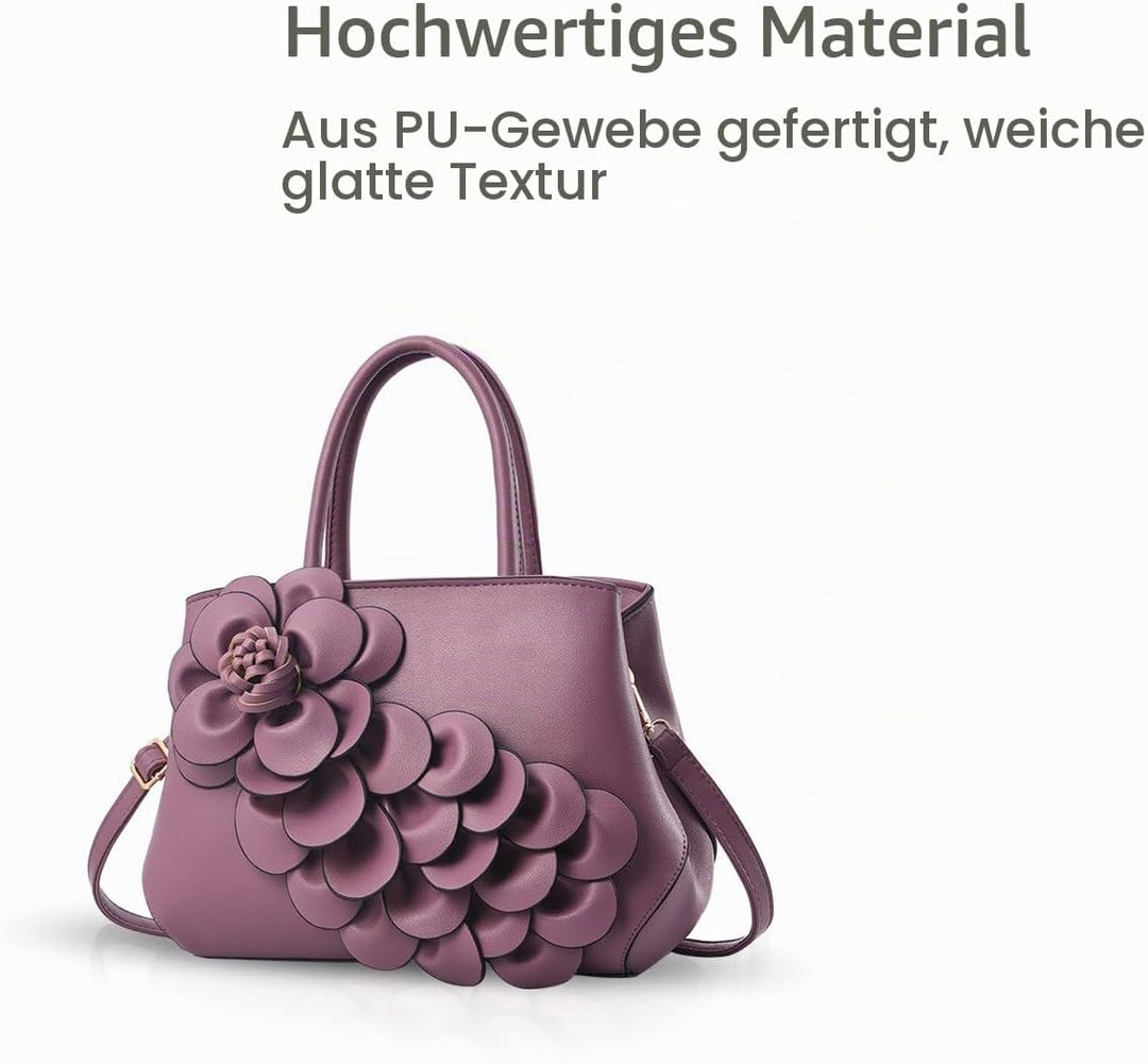 NICOLE &amp; DORIS Umhängetasche Umhängetasche Handtasche Blumenmotiv für Damen Violett, Violett