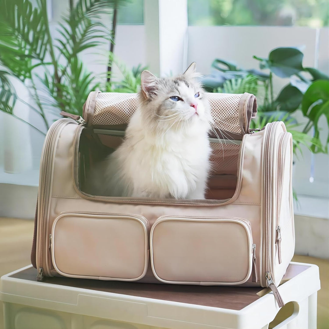 FUKUMARU Transportbox Katze, Faltbare Katzentransportbox, Transportbox Hund mit, Transportbox für Ka