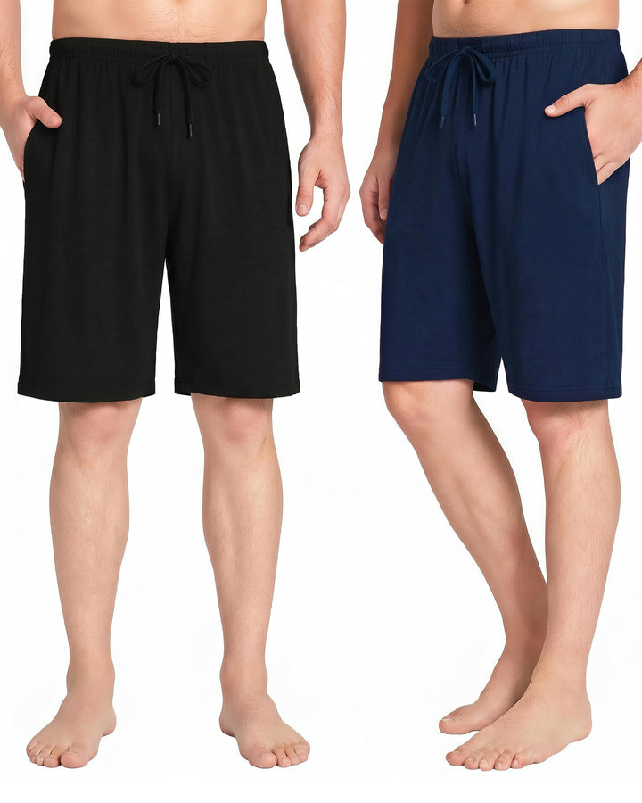 Chalier Cozy 2er Pack Pyjamahose Herren Kurz Modal Schlafanzughose Weich Verstellbare Taille, Beidse