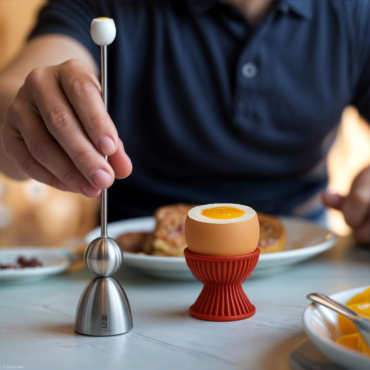 Clack 99009 - Eierschalensollbruchstellenverursacher - Edelstahl - Motiv: Frühstücksei - Made in Ger
