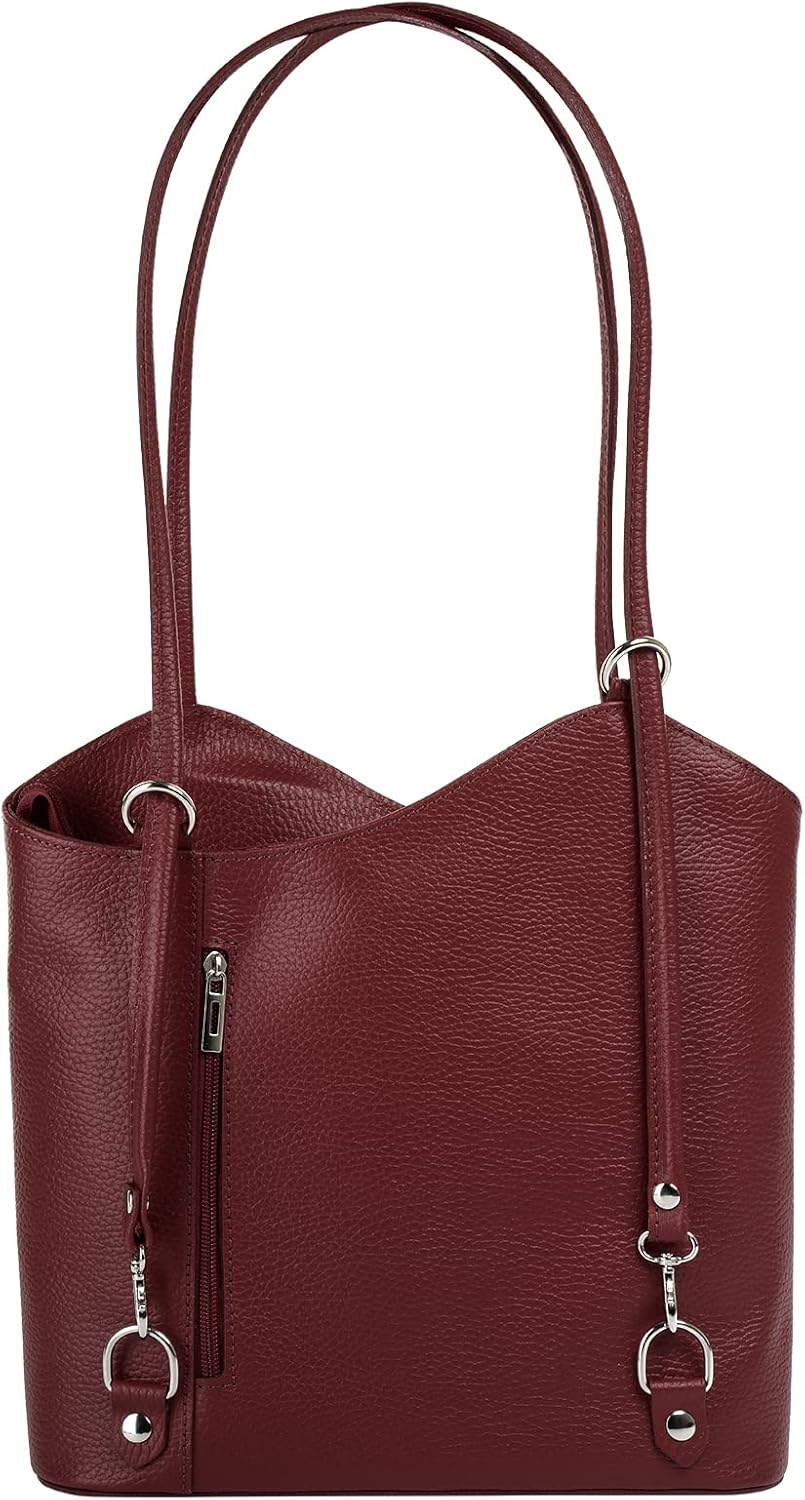 Shopper Rucksack Kombination Echt Leder Damen Made in Italy | 2in1 Handtasche | wandelbare Umhängeta