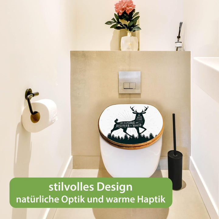 banjado Design WC Sitz Bambus Absenkautomatik 45,8x37,5cm - Toilettendeckel mit Absenkautomatik Holz