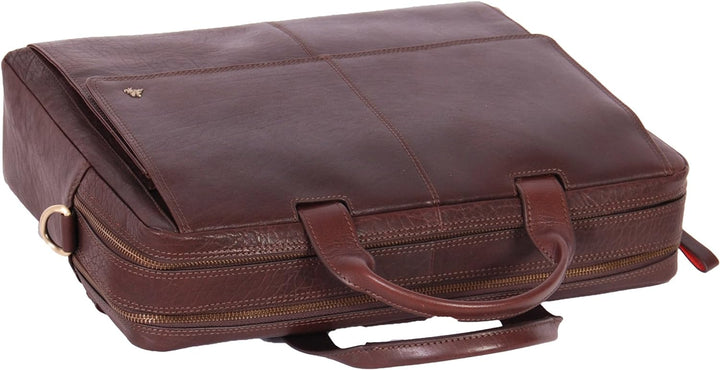 A1 FASHION GOODS Echtes Leder Aktenkoffer A124 Braun Laptop Organizer Arbeit Geschäftstasche