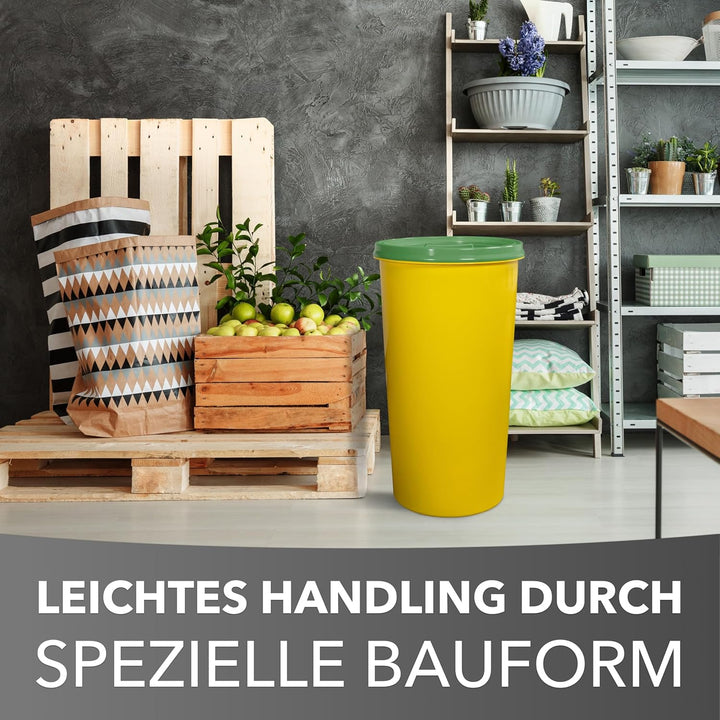 Mülleimer 60l mit geruchsdichtem Deckel (Grün), Gelber Sack Ständer, Made in Germany, Müllsackstände