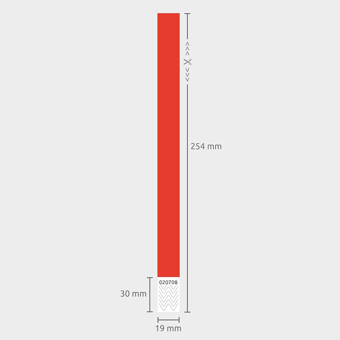 linie zwo ®, 1000 Stück Einlassbänder/Securebänder Tyvek ® 19 x 254 mm, Rot, Rot