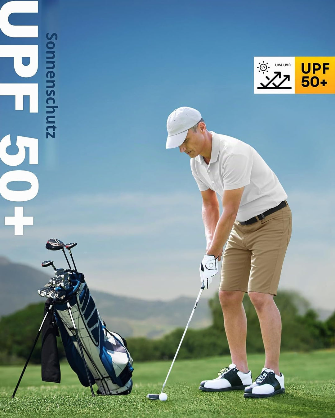 33,000ft Herren Golf Shorts Stretch Kurze Golfhosen Leichte Schnelltrocknende 11" Bermuda Shorts Kur