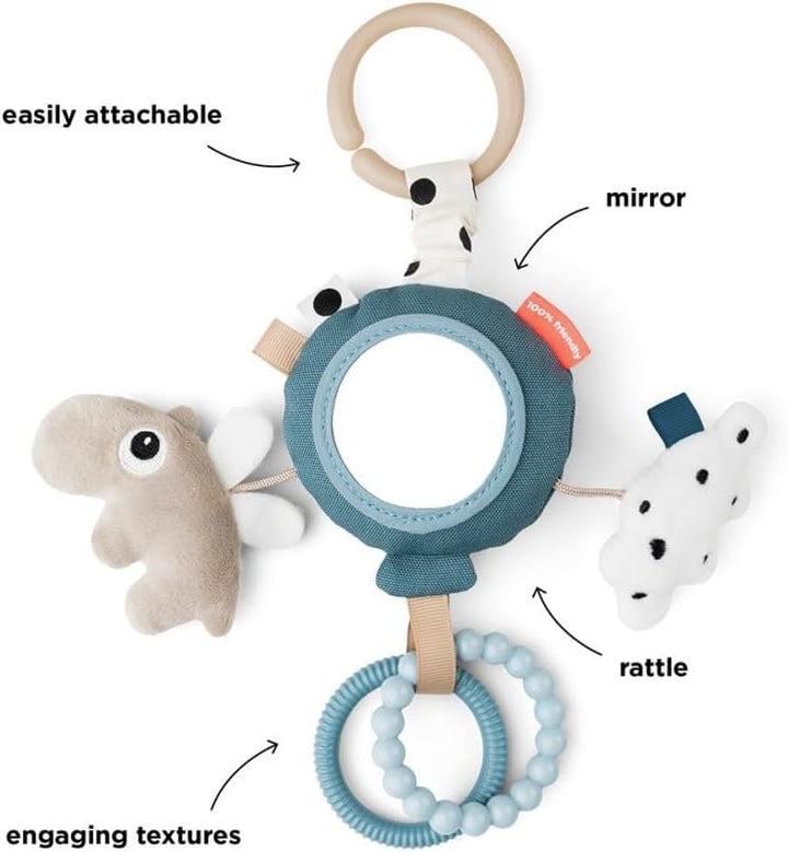 Done by Deer to Go Activity Mirror Happy Clouds - AktivitätsSpiegel mit Rassel, Ozzo-Stofftier, weic
