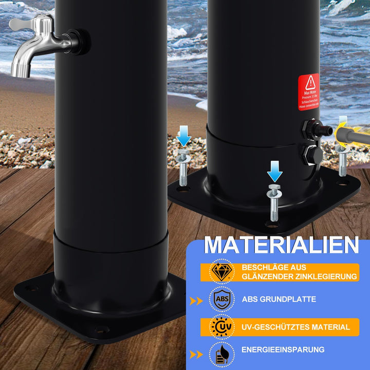 Herrselsam Solardusche 35L Solar Gartendusche warmes Wasser Bis Zu 60°C Ohne Stromanschluss Pooldusc