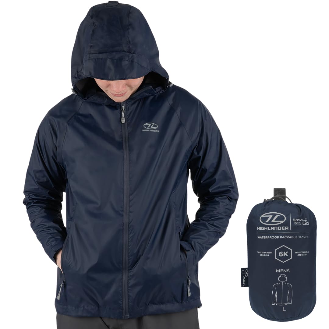 Highlander Herren Stow und GO Packaway JKT Regenjacke, Grau XXL Marine, XXL Marine