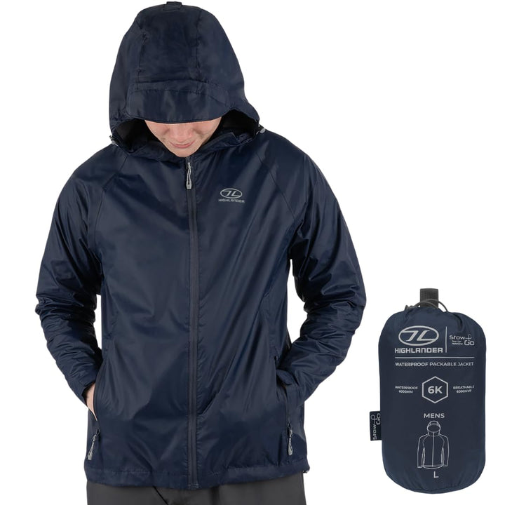 Highlander Herren Stow und GO Packaway JKT Regenjacke, Grau XXL Marine, XXL Marine