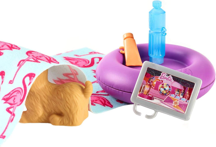 Barbie Möbel-Spielset Outdoor mit Donut-Schwimmring Donut Schwimmring mit Hund, Donut Schwimmring mi