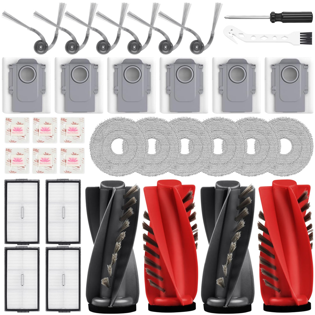 34-Pack Zubehörset für Roborock Saros 10R/Qrevo CurvX/Qrevo Curv 2 ProX/Curv 2 Pro Saugroboter, 4 Ha