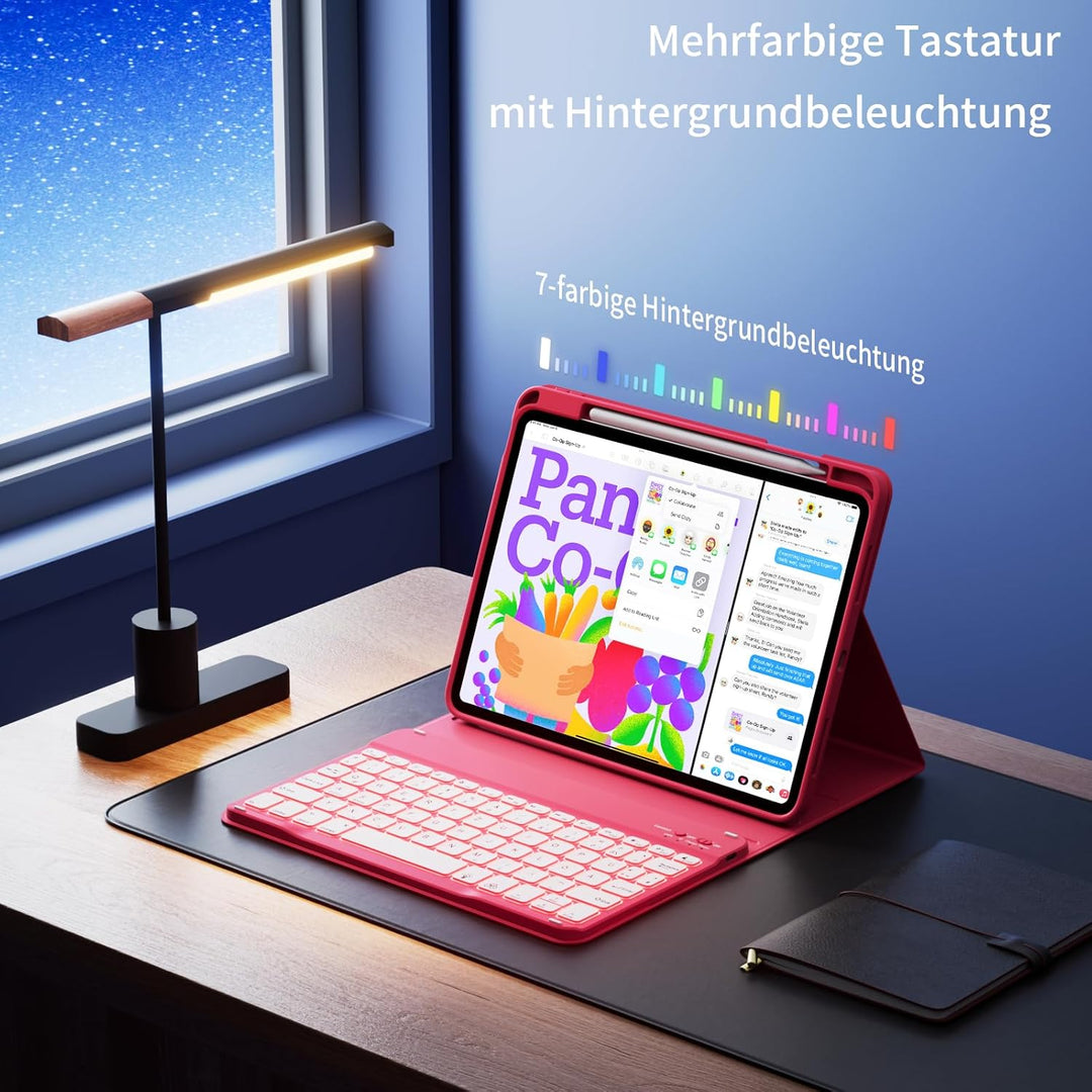 Hülle mit Tastatur für iPad A16 11. / 10. Generation (11 Zoll 2025/10,9 Zoll 2022) mit Stifthalter,