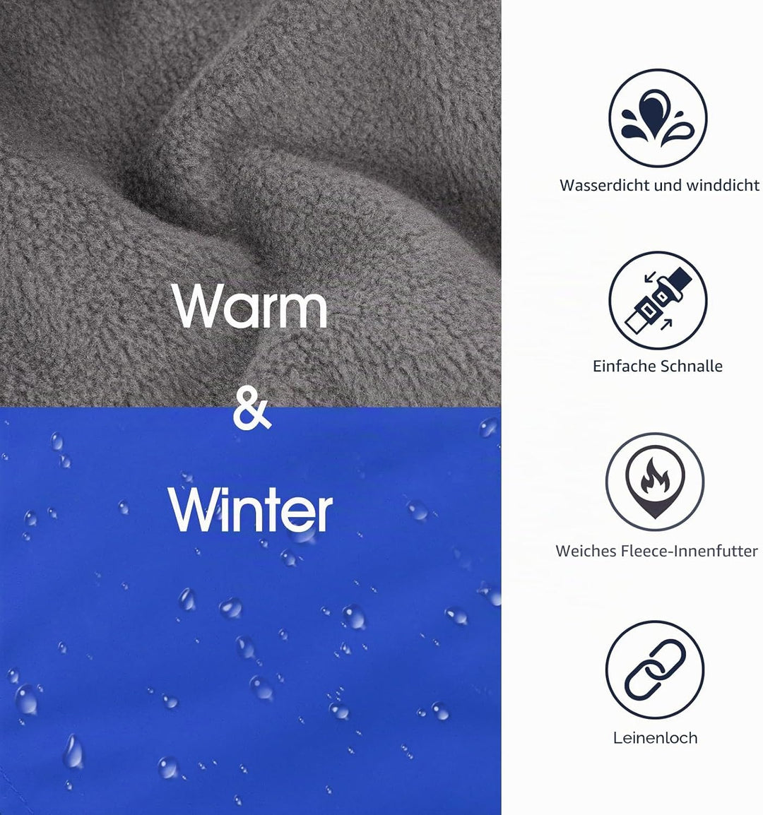IECOii Hundemantel Winter,Warme Fleece Rollkragen Hundejacke,Wasserdicht Winterjacken Wintermäntel f