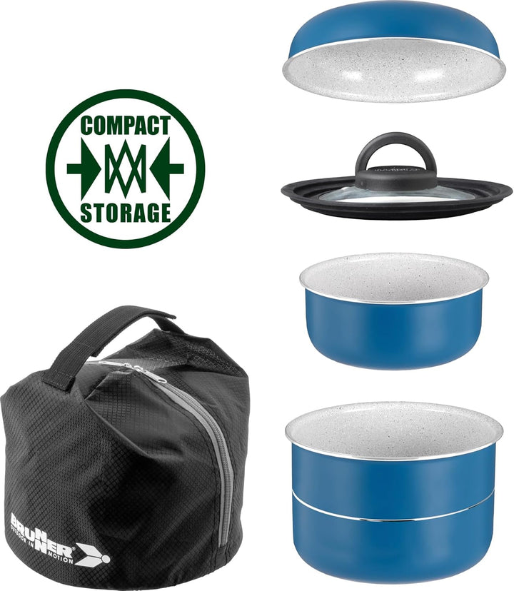 Brunner - Aluminium Topfset "Carezza Spacemaster" Ø 22 cm PFOAfree Compact Storage