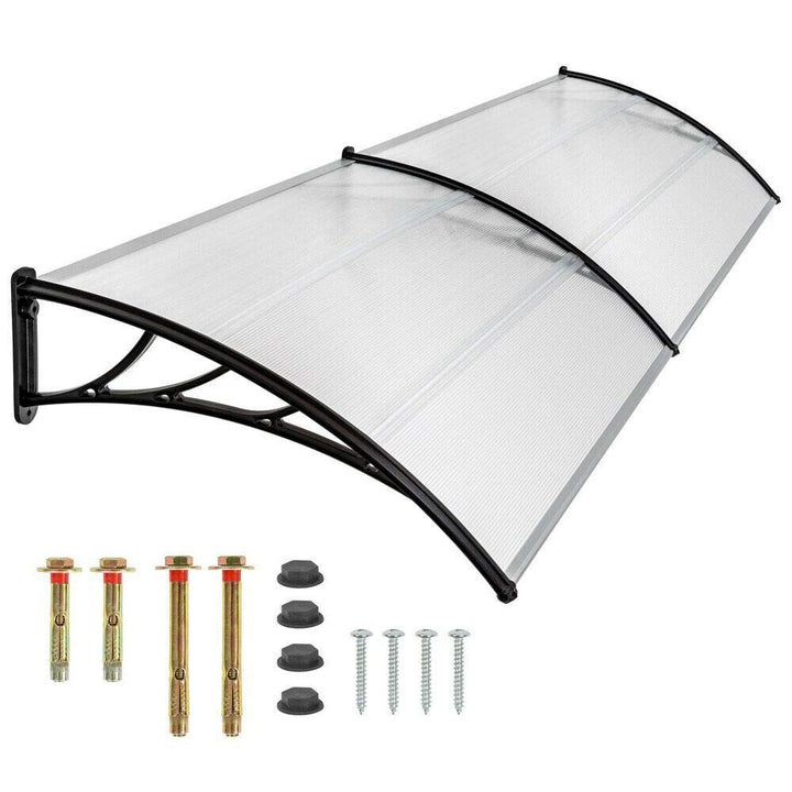 Vordach für Haustür 200x 93 cm Transparentes Gewölbt Haustürvordach aus Aluminium und Polycarbonat f