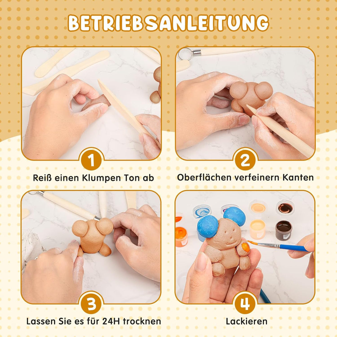 TOMMYHOME Ton Lufttrocknend für Anfänger,Clay Air Drying for Beginners, Contains 1000 g Air-Drying C