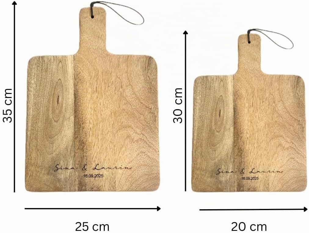 Schneidebrett Hochzeit mit Wunschgravur 20 cm x 30 cm klein, klein