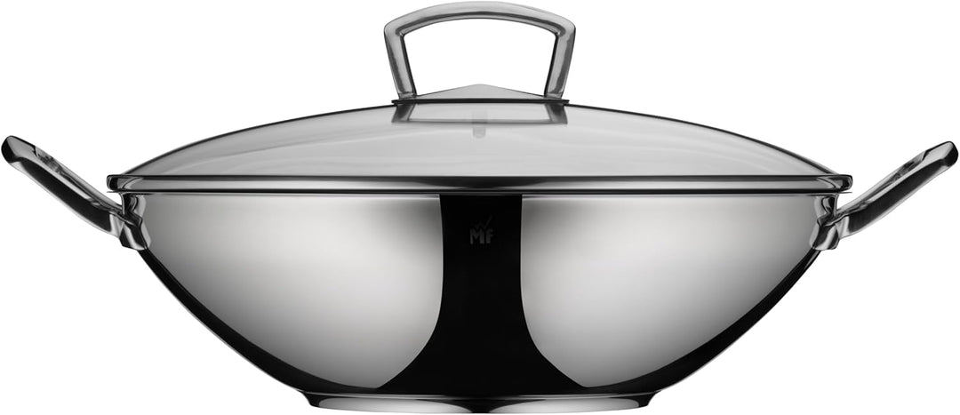 WMF Set 2-teilig Wok Induktion mit Glasdeckel 36 cm, Wokpfanne Induktion, Cromargan Edelstahl, spülm