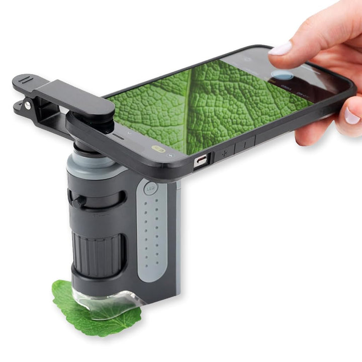 Carson MicroBrite Pro 60x-120x LED Taschenmikroskop mit asphärischem Linsensystem und Smartphone-Ada