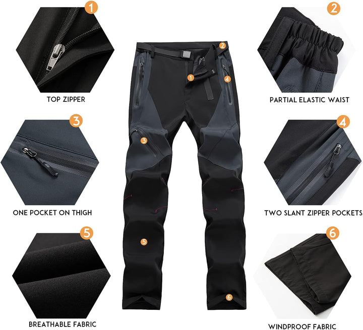 Herren Outdoor Wanderhose Leichte Winddichte Atmungsaktive Wanderhose für Frühling Sommer Herbst XL