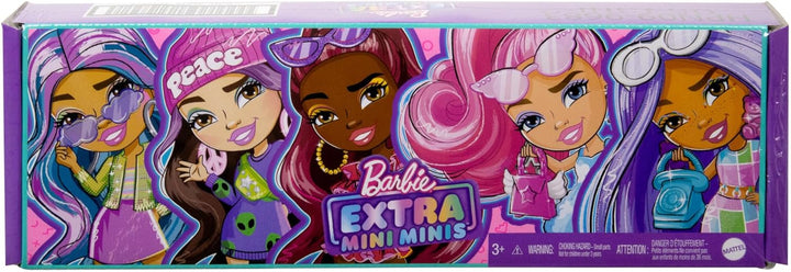 BARBIE Extra Mini Minis Set - 5 kleine Puppen mit Puppenständern, bunt, modisch und vielfältige Acce